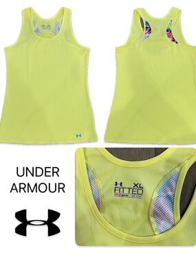 Under Armour HeatGear Ribbed Racerback Workout Tank Yellow XL